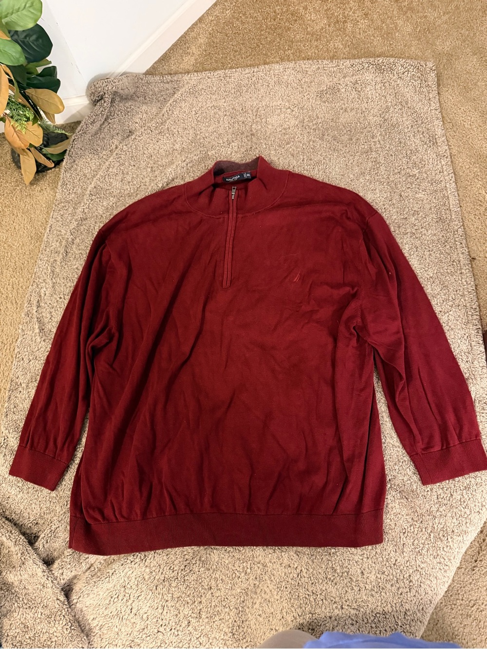 Nautica Men's Zip-Neck Sweater in Burgundy
